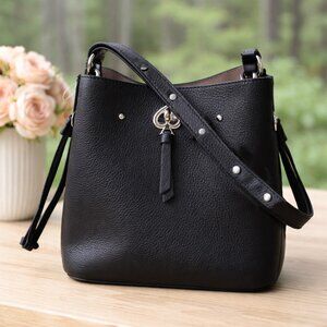 Kate Spade Marti Small Pebbled Leather Bucket Bag Black WKRU7063 NWT